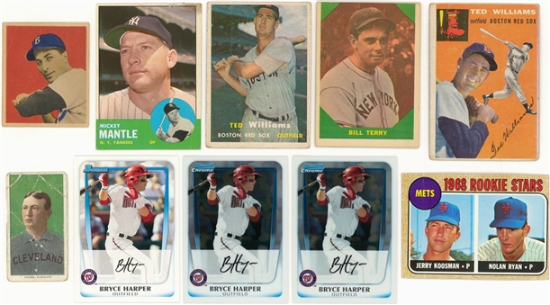 1909-11 - 2011 Topps and Assorted Brands "Grab Bag" Collection (10) Including Hall of Famers